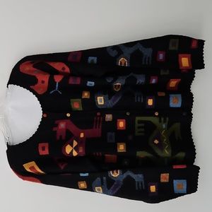 Black Cardigan‎ Sweater In 100% Baby Alpaca Size Large Peruvian